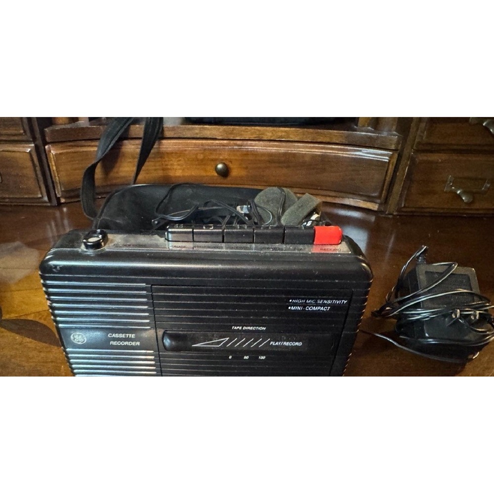 VTG GE Compact Cassette Recorder 3-5301B Player Black Mini-Compact Bundle Untest